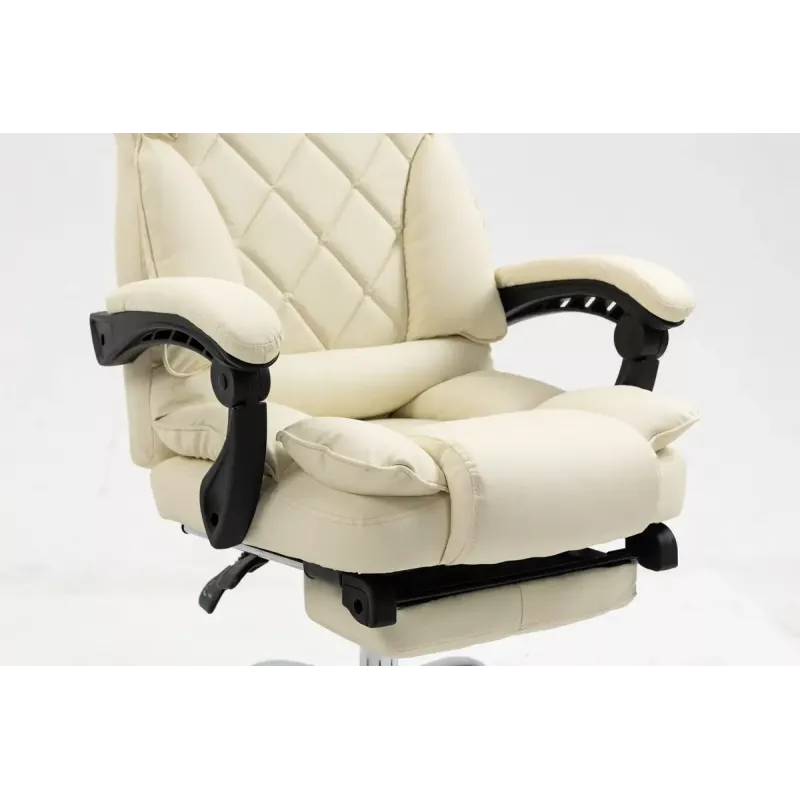 Grožāmais biroja krēsls ActiveJet YK7416 — ergonomisks grožāmais krēsls, smilškrāsas eko-āda, metāla rāmis, polsterēta atzveltne, kāju balsts