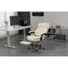 Grožāmais biroja krēsls ActiveJet YK7416 — ergonomisks grožāmais krēsls, smilškrāsas eko-āda, metāla rāmis, polsterēta atzveltne, kāju balsts