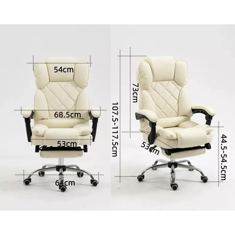 Grožāmais biroja krēsls ActiveJet YK7416 — ergonomisks grožāmais krēsls, smilškrāsas eko-āda, metāla rāmis, polsterēta atzveltne, kāju balsts