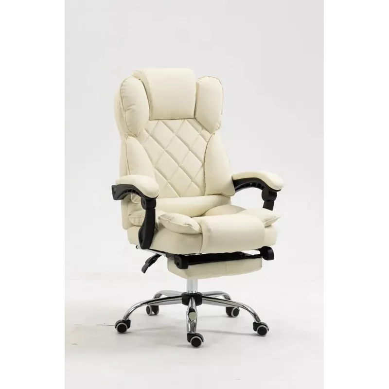 Grožāmais biroja krēsls ActiveJet YK7416 — ergonomisks grožāmais krēsls, smilškrāsas eko-āda, metāla rāmis, polsterēta atzveltne, kāju balsts