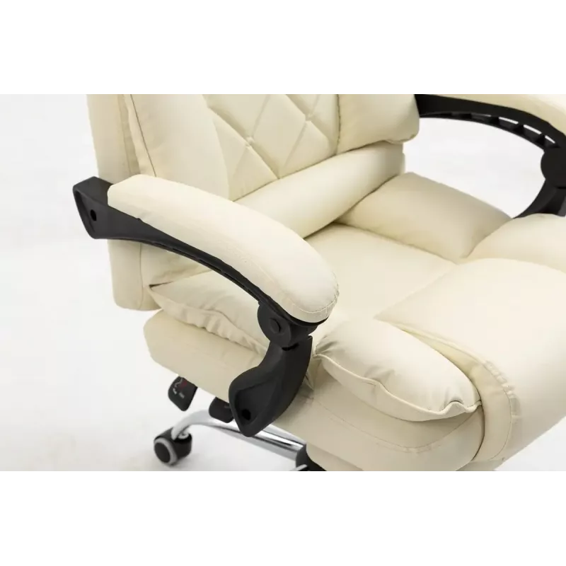 Grožāmais biroja krēsls ActiveJet YK7416 — ergonomisks grožāmais krēsls, smilškrāsas eko-āda, metāla rāmis, polsterēta atzveltne, kāju balsts