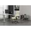 Grožāmais biroja krēsls ActiveJet YK7416 — ergonomisks grožāmais krēsls, smilškrāsas eko-āda, metāla rāmis, polsterēta atzveltne, kāju balsts
