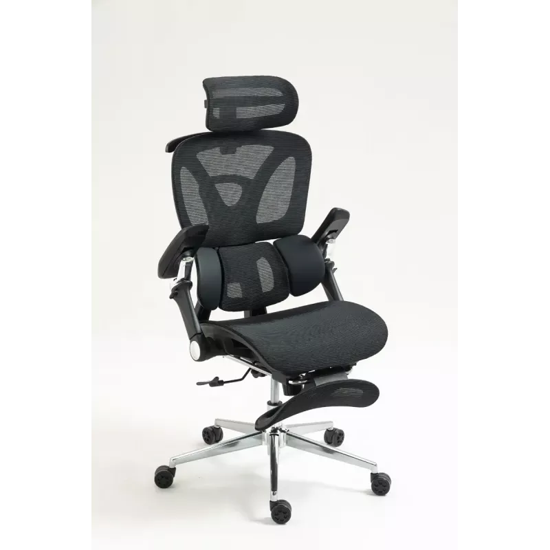Ergonomisks biroja krēsls ActiveJet YK848 — tīklveida sēdeklis un atzveltne, melns, atzveltne 50,5×57 cm, sēdekļa platums 48,5 cm