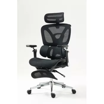 Ergonomisks biroja krēsls ActiveJet YK848 — tīklveida sēdeklis un atzveltne, melns, atzveltne 50,5×57 cm, sēdekļa platums 48,5 cm