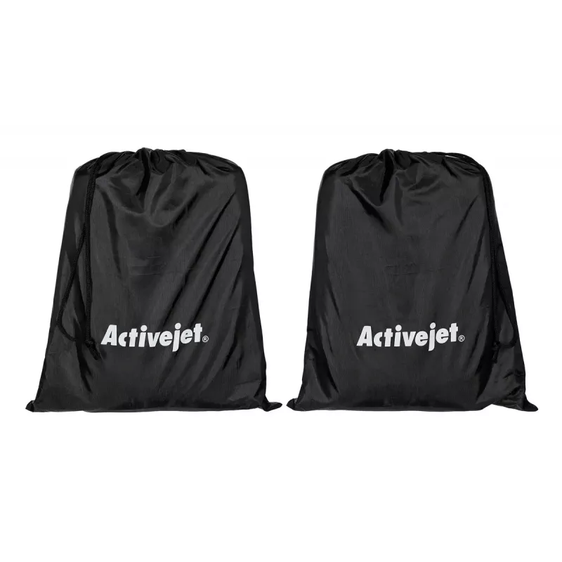 Limfātiskās kompresijas masieris kājām ActiveJet ACM-PLUS-A1 S — ar bateriju 25 W, iebūvēts akumulators, 330×840×60 mm, melns/oranžs