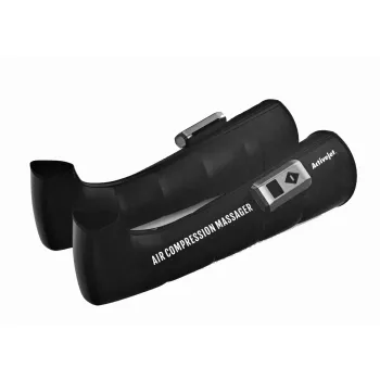 Limfātiskās kompresijas masieris kājām ActiveJet ACM-PLUS-A1 S — ar bateriju 25 W, iebūvēts akumulators, 330×840×60 mm, melns/oranžs