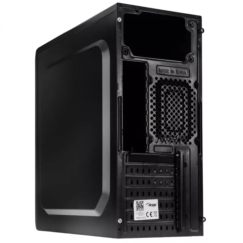Datora korpuss Akyga AK939BL Midi Tower — ATX/Micro-ATX atbalsts, 3×3,5 collu + 3×2,5 collu nodalījumi, GPU līdz 385 mm, USB 2.0