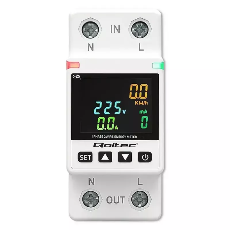 Vienfāzes enerģijas patēriņa skaitītājs QOLTEC 50981 DIN35 230V 50Hz