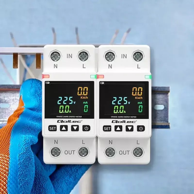Vienfāzes enerģijas patēriņa skaitītājs QOLTEC 50981 DIN35 230V 50Hz