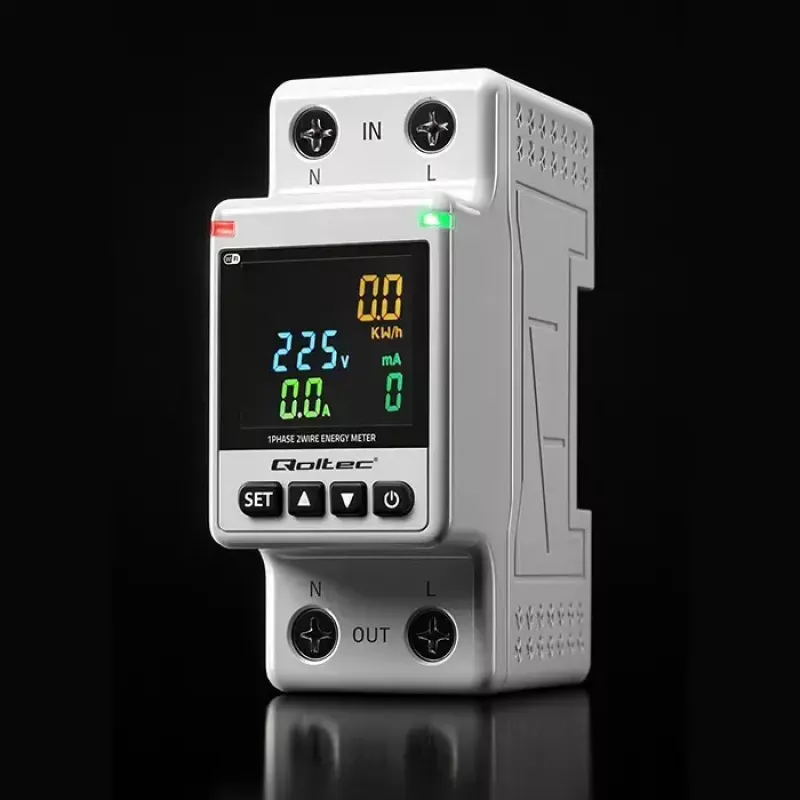 Vienfāzes enerģijas patēriņa skaitītājs QOLTEC 50981 DIN35 230V 50Hz