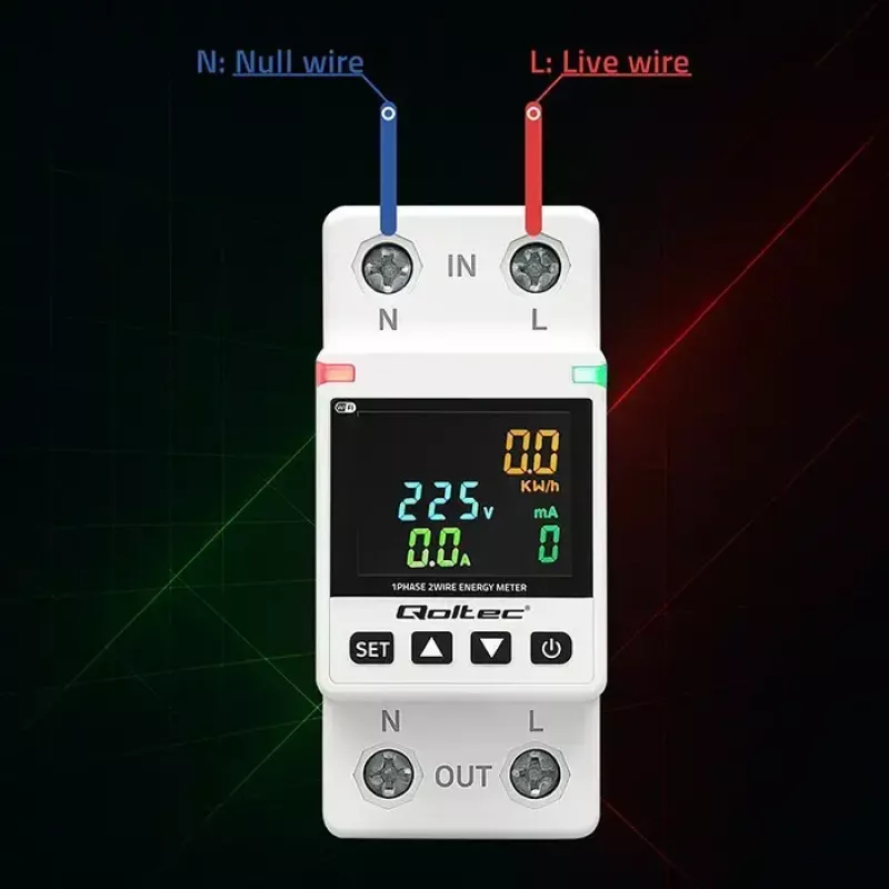 Vienfāzes enerģijas patēriņa skaitītājs QOLTEC 50981 DIN35 230V 50Hz