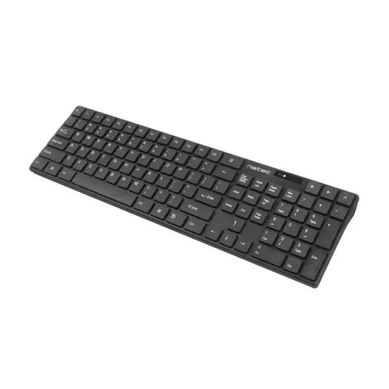 Bezvadu tastatūras un peles komplekts NATEC Stingray NZB-1440 — RF bezvadu, pilna izmēra 108 taustiņu QWERTY, US English, melna