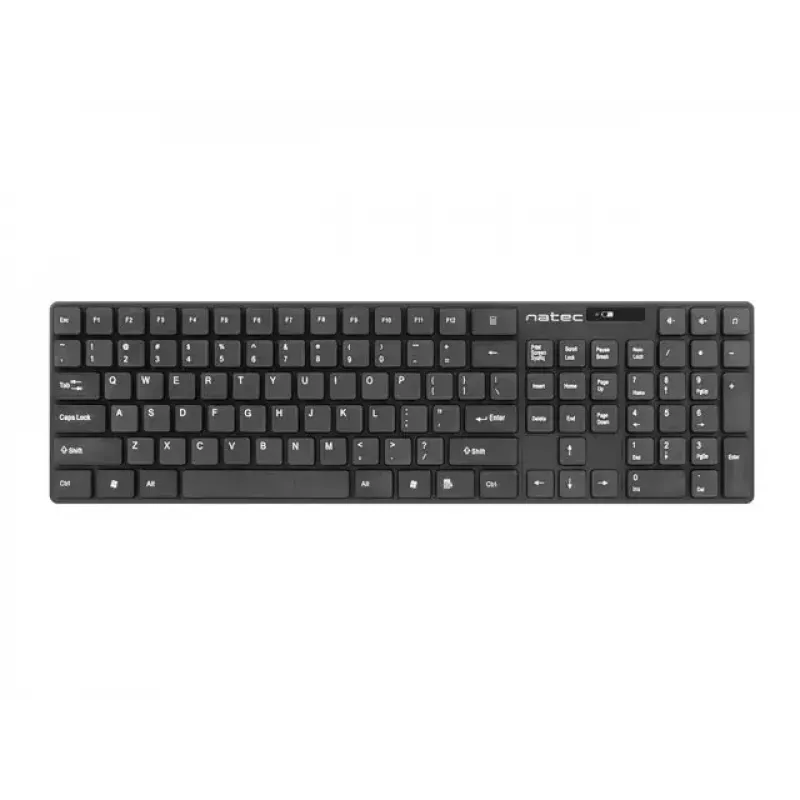 Bezvadu tastatūras un peles komplekts NATEC Stingray NZB-1440 — RF bezvadu, pilna izmēra 108 taustiņu QWERTY, US English, melna