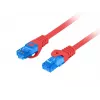 LANBERG RJ-45 Cat6a komutācijas kabelis PCF6A-10CC-0100-R, 1 m, S/FTP, CCA, LSZH, sarkans