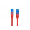 LANBERG RJ-45 Cat6a komutācijas kabelis PCF6A-10CC-0100-R, 1 m, S/FTP, CCA, LSZH, sarkans