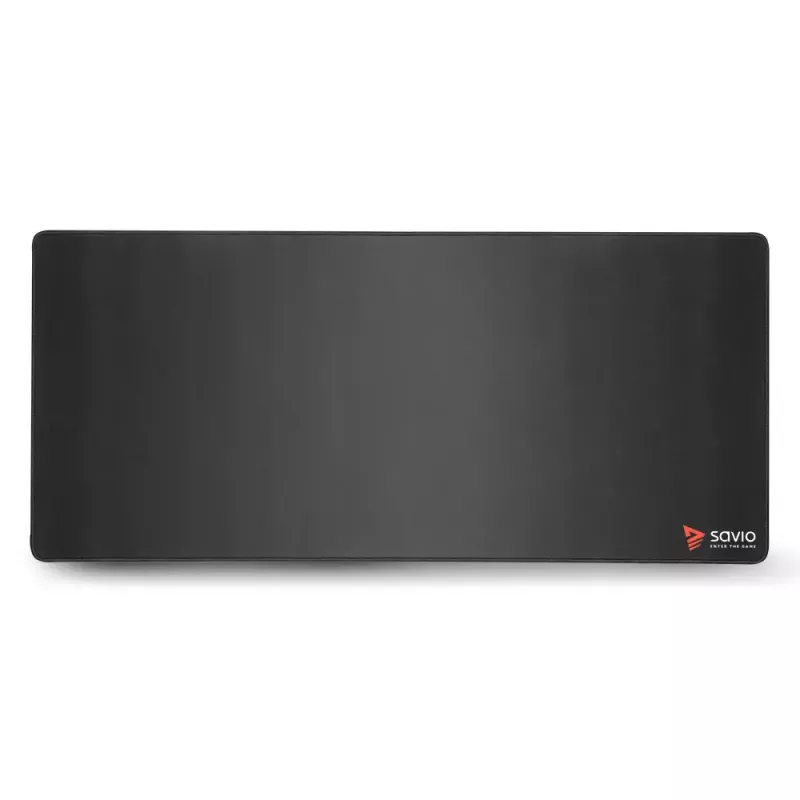 Peļu paliktnis SAVIO Melns Edition Turbo Dynamic XL — spēļu auduma/gumijas 900×400×3 mm, sašūtas malas, neslīdoša pamatne