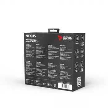 Austiņas Savio NEXUS vadu spēļu austiņas, melnas