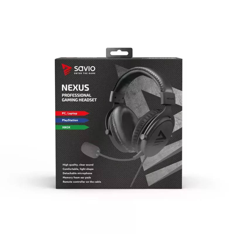 Austiņas Savio NEXUS vadu spēļu austiņas, melnas