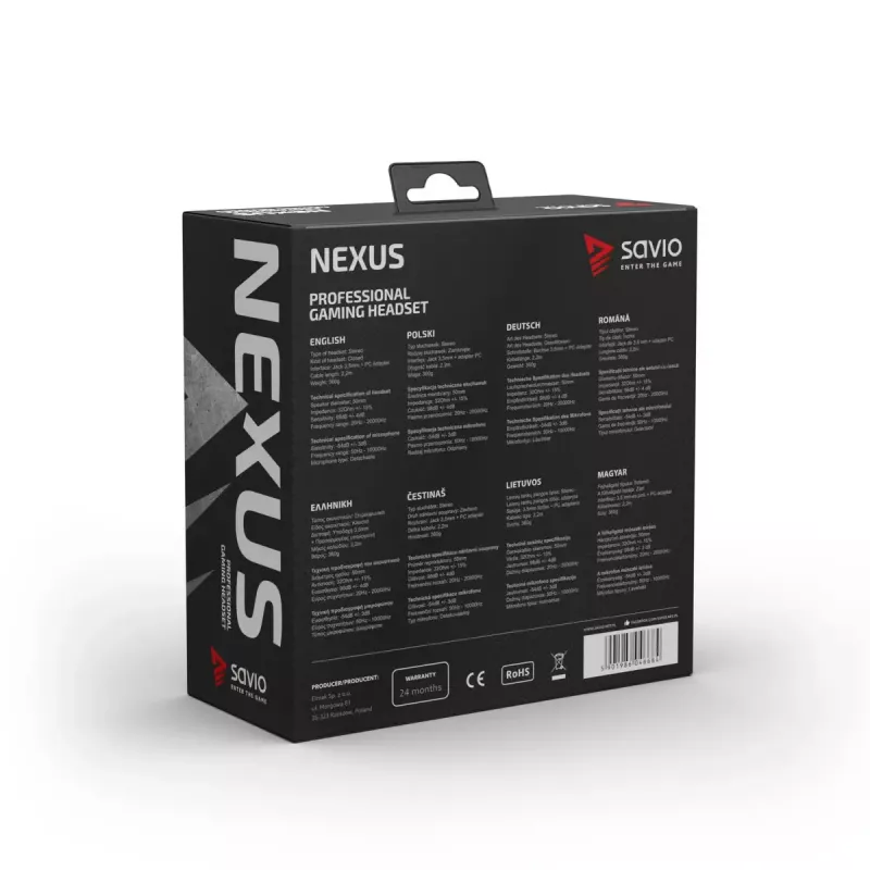 Austiņas Savio NEXUS vadu spēļu austiņas, melnas