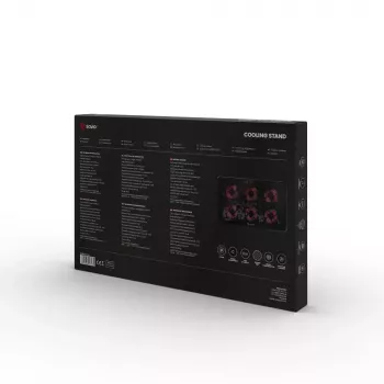 Datora dzesēšanas paliktnis SAVIO COS-01 ar 6 fona apgaismotiem ventilatoriem 2000 apgr./min., USB 2.0, līdz 17,3 collu ekrāniem