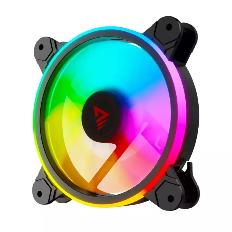 120 mm ARGB korpusa ventilators, 4 gab. komplekts SAVIO FAN-01 ar kontrolieri un tālvadības pulti, 12 V, 1200 RPM, 25 dB (melns)