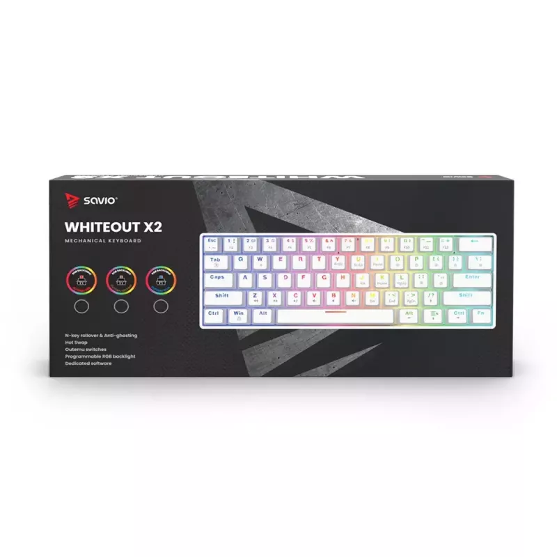 Savio baltaOUT X2 RED spēļu klaviatūra USB QWERTY mehāniska 61 taustiņi