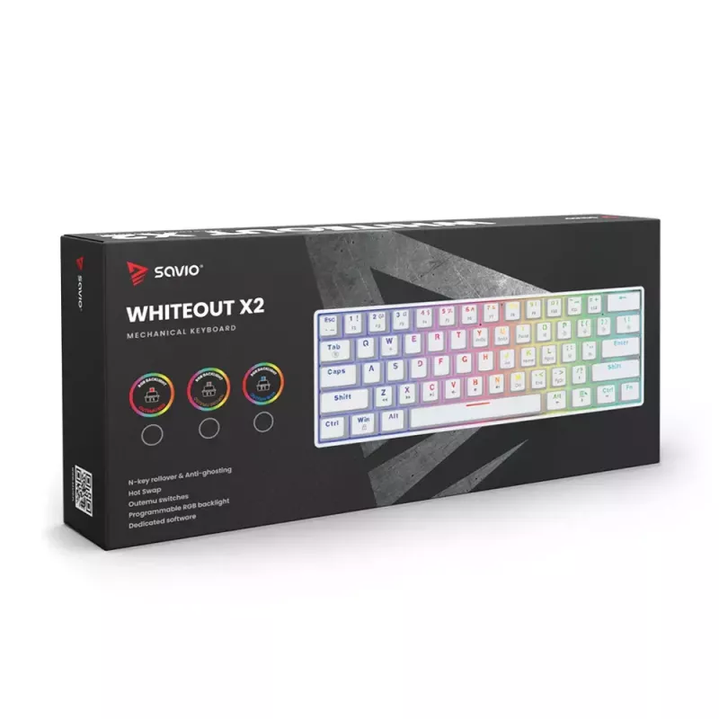 Savio baltaOUT X2 RED spēļu klaviatūra USB QWERTY mehāniska 61 taustiņi