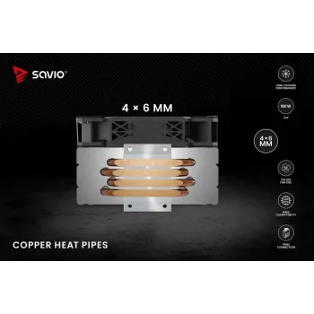 CPU gaisa dzesētājs SAVIO Vortex X2 Melns – 120 mm ventilators, augstums 157 mm, PWM, LGA 2066 saderīgs