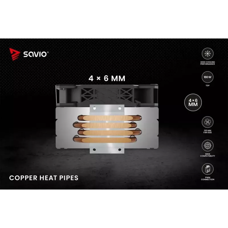 CPU gaisa dzesētājs SAVIO Vortex X2 Melns – 120 mm ventilators, augstums 157 mm, PWM, LGA 2066 saderīgs