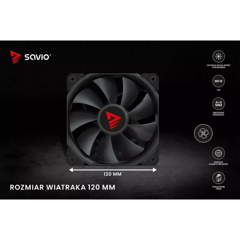 CPU gaisa dzesētājs SAVIO Vortex X2 Melns – 120 mm ventilators, augstums 157 mm, PWM, LGA 2066 saderīgs