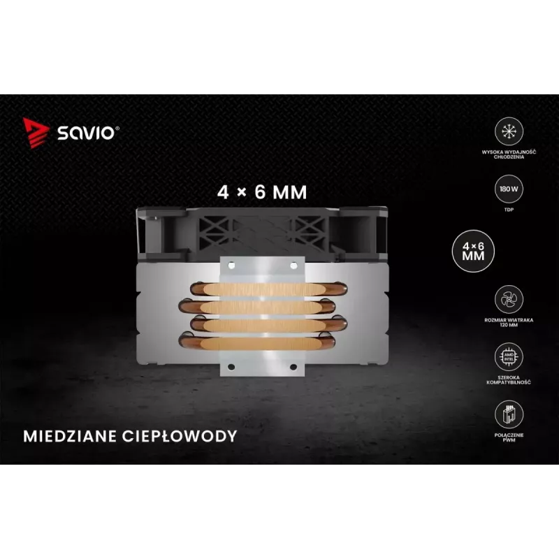 CPU gaisa dzesētājs SAVIO Vortex X2 Melns – 120 mm ventilators, augstums 157 mm, PWM, LGA 2066 saderīgs