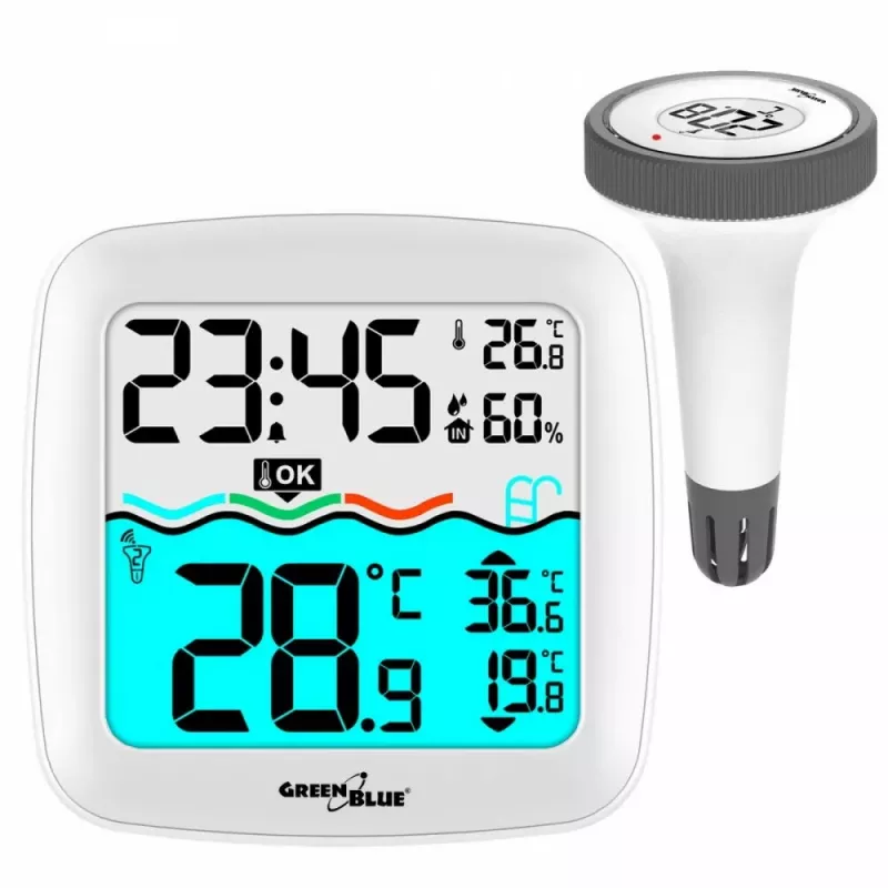 Bezvadu baseina temperatūras sensors GreenBlue GB216 IPX7 ūdensizturīgs, modelis GB216