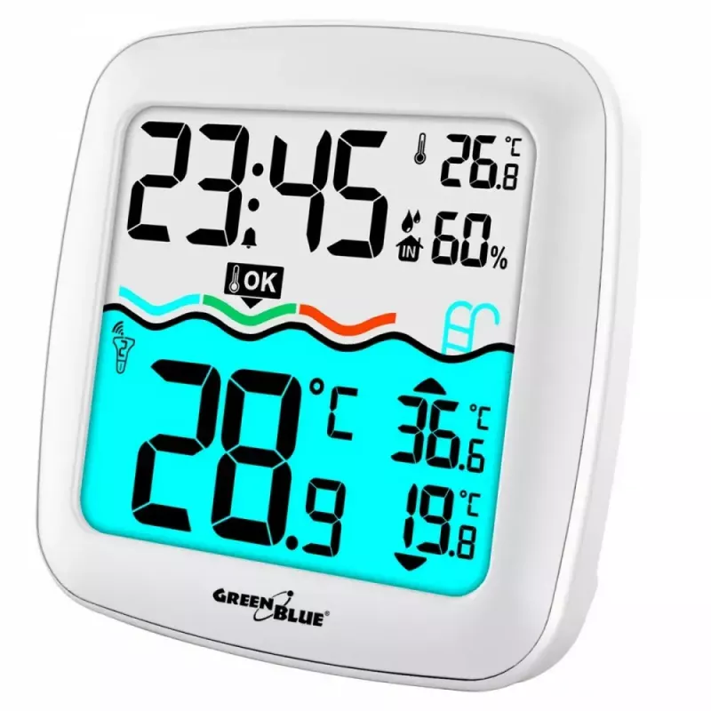 Bezvadu baseina temperatūras sensors GreenBlue GB216 IPX7 ūdensizturīgs, modelis GB216