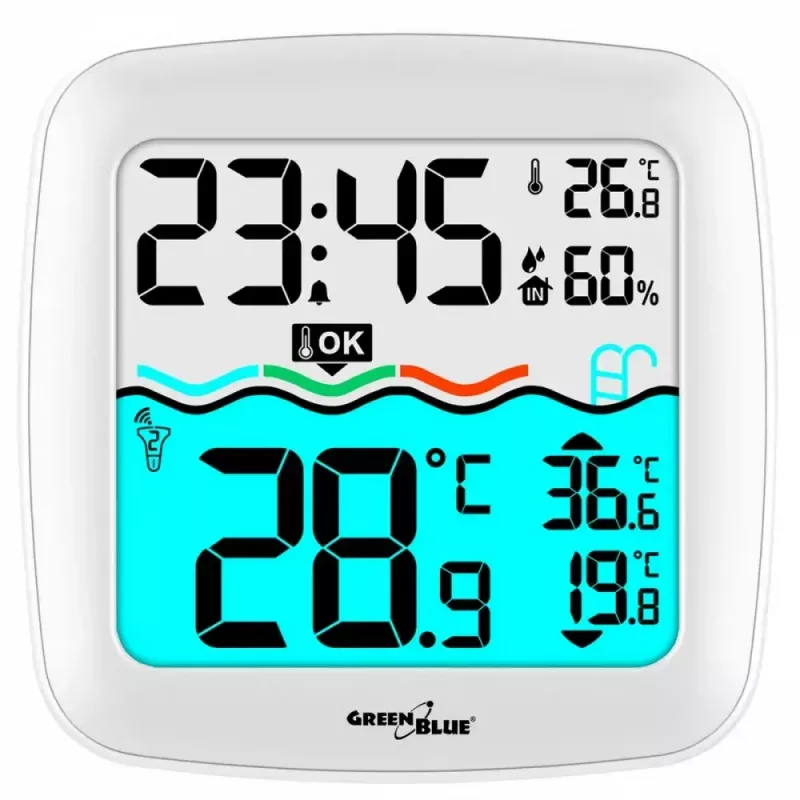 Bezvadu baseina temperatūras sensors GreenBlue GB216 IPX7 ūdensizturīgs, modelis GB216