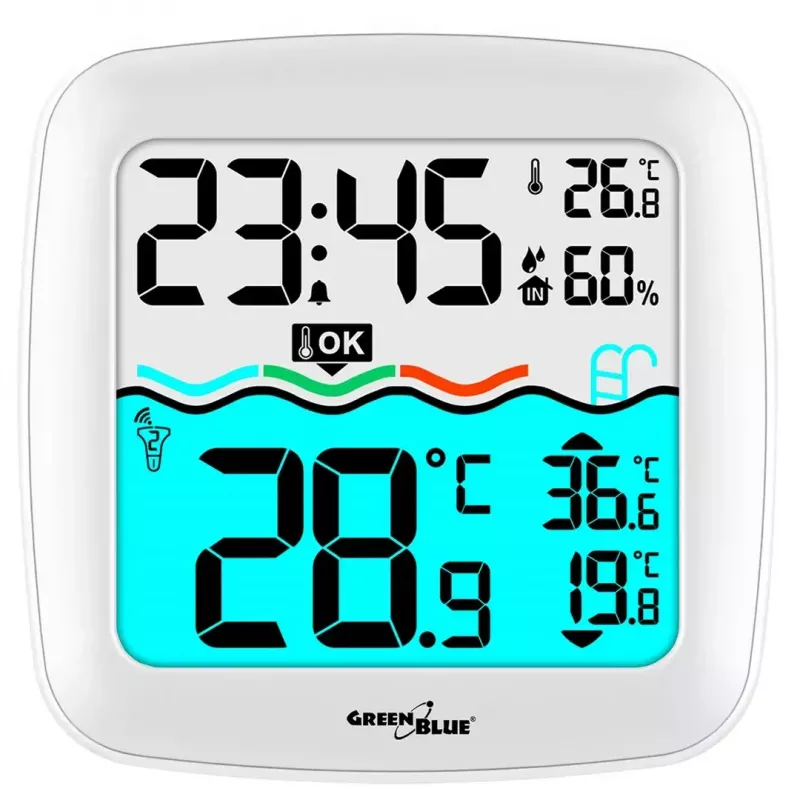 Bezvadu baseina temperatūras sensors GreenBlue GB216 IPX7 ūdensizturīgs, modelis GB216