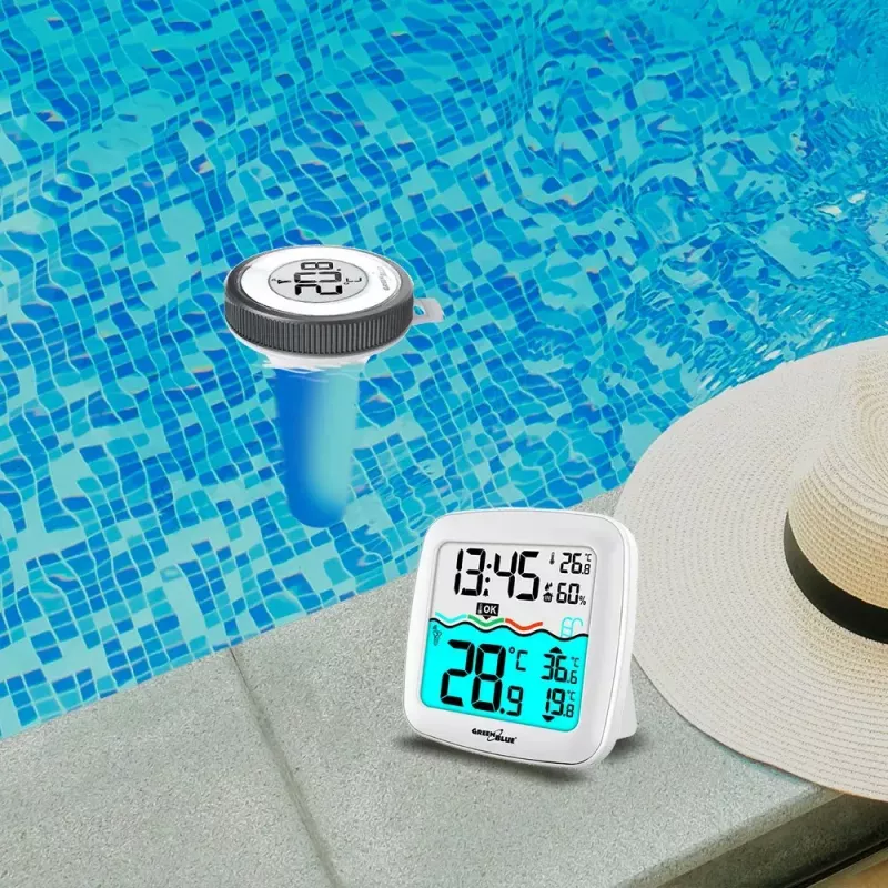 Bezvadu baseina temperatūras sensors GreenBlue GB216 IPX7 ūdensizturīgs, modelis GB216