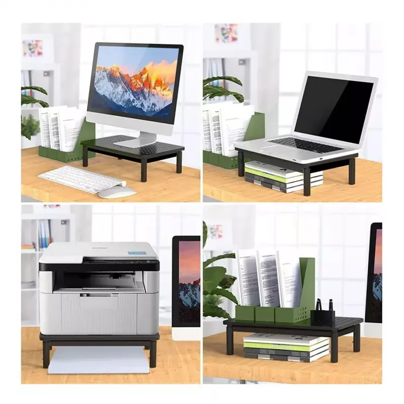 Laptop stand MACLEAN MC-946 for 13–32 inch devices, 3-level height (11/13/15 cm), drawer, Melns, up to 20 kg