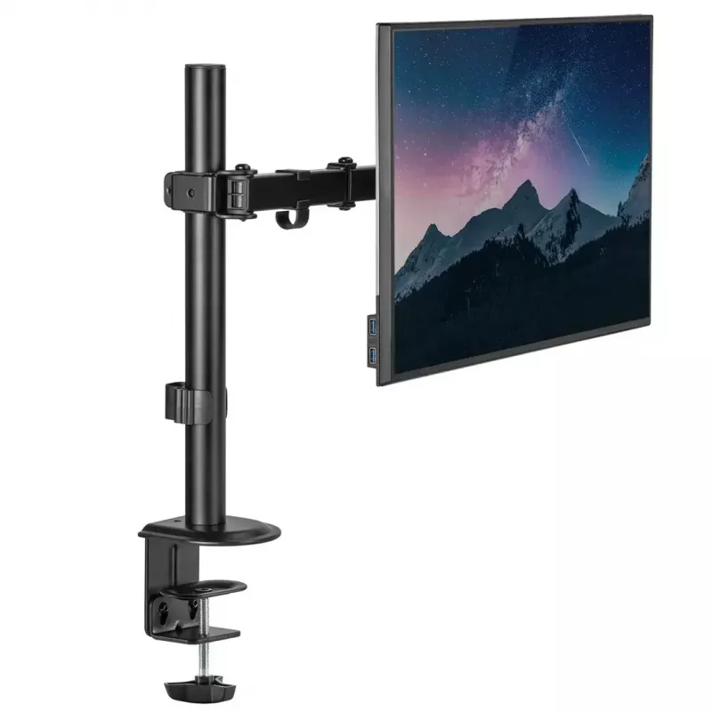 Monitora galda stiprinājums MACLEAN MC-753N 17–32 collu ekrāniem, VESA 75x75 / 100x100, maks. 9 kg, slīpums ±45°, pagriešana ±180°, regulējams augstums
