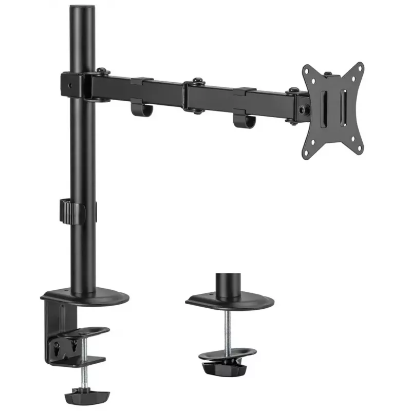 Monitora galda stiprinājums MACLEAN MC-753N 17–32 collu ekrāniem, VESA 75x75 / 100x100, maks. 9 kg, slīpums ±45°, pagriešana ±180°, regulējams augstums