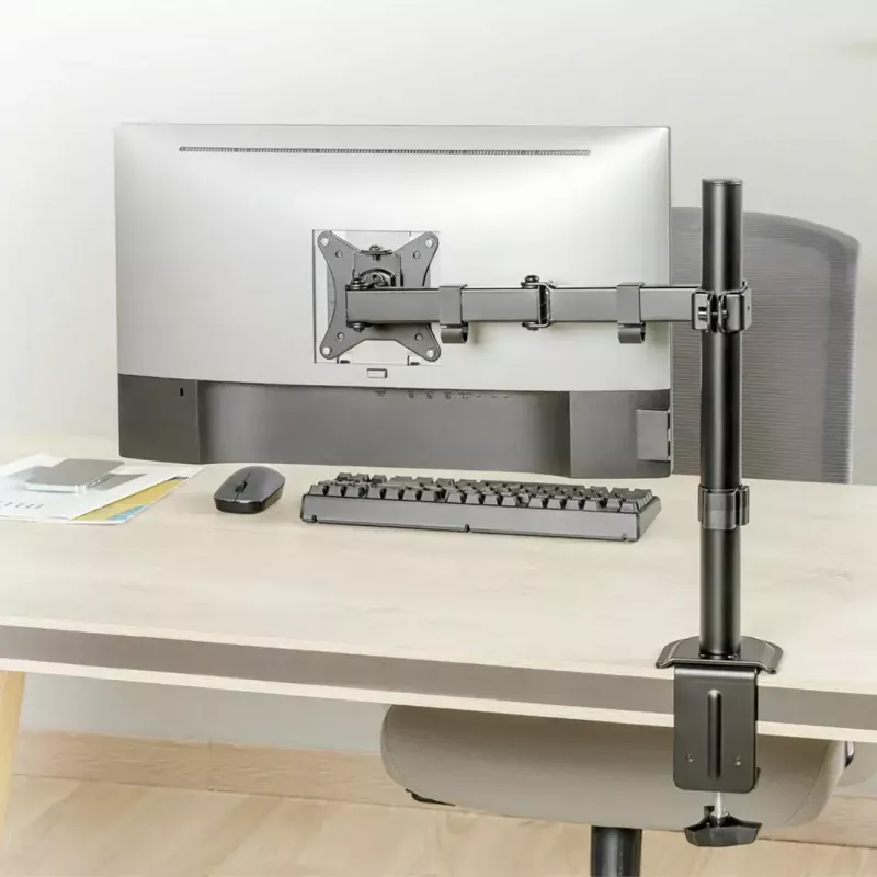 Monitora galda stiprinājums MACLEAN MC-753N 17–32 collu ekrāniem, VESA 75x75 / 100x100, maks. 9 kg, slīpums ±45°, pagriešana ±180°, regulējams augstums