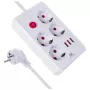 Strāvas sadalītājs MACLEAN MCE393 W — 4 rozetes + 3×USB, 110–240V, 2.1A USB, 2500W, 3 m, balts
