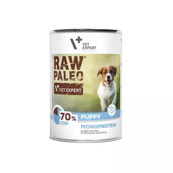 Mitrā kucēnu barība VETEXPERT RAW PALEO Puppy Monoprotein Cod 400 g, bez graudiem, kucēniem, bundža