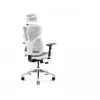 Ergonomisks biroja krēsls Diablo Chairs V-Basic balta-pelēka — regulējams augstums un noliekšana, roku balsti, jostasvietas atbalsts