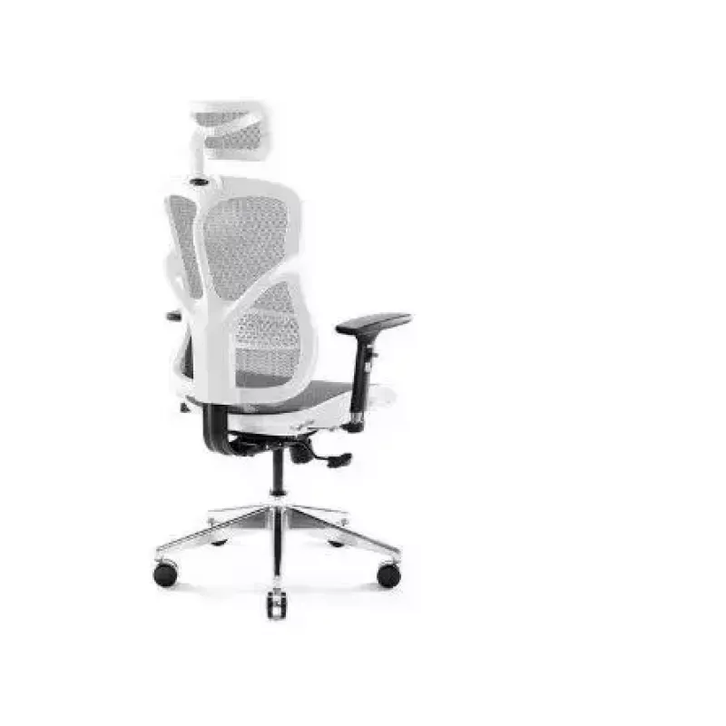 Ergonomisks biroja krēsls Diablo Chairs V-Basic balta-pelēka — regulējams augstums un noliekšana, roku balsti, jostasvietas atbalsts