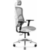 Ergonomisks biroja krēsls Diablo Chairs V-Basic balta-pelēka — regulējams augstums un noliekšana, roku balsti, jostasvietas atbalsts