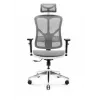 Ergonomisks biroja krēsls Diablo Chairs V-Basic balta-pelēka — regulējams augstums un noliekšana, roku balsti, jostasvietas atbalsts