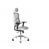 Ergonomisks biroja krēsls Diablo Chairs V-Basic balta-pelēka — regulējams augstums un noliekšana, roku balsti, jostasvietas atbalsts