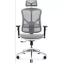 Ergonomisks biroja krēsls Diablo Chairs V-Basic balta-pelēka — regulējams augstums un noliekšana, roku balsti, jostasvietas atbalsts