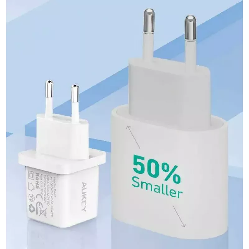 USB-C Mini lādētājs Aukey PA-F5 20W PD — kompakts 20W PD ātrais lādētājs