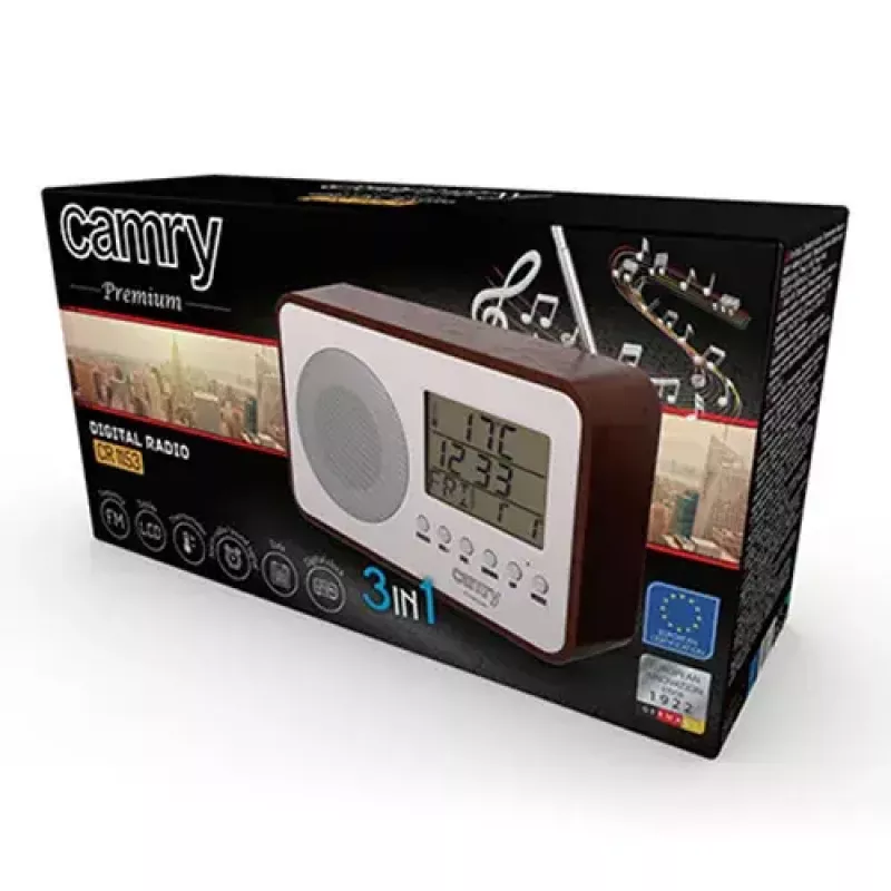 Portable Radio Camry CR 1153 — FM portatīvais radio ar LCD displeju, vienu skaļruni, automātisko digitālo regulēšanu, līdzstrāvas barošanu